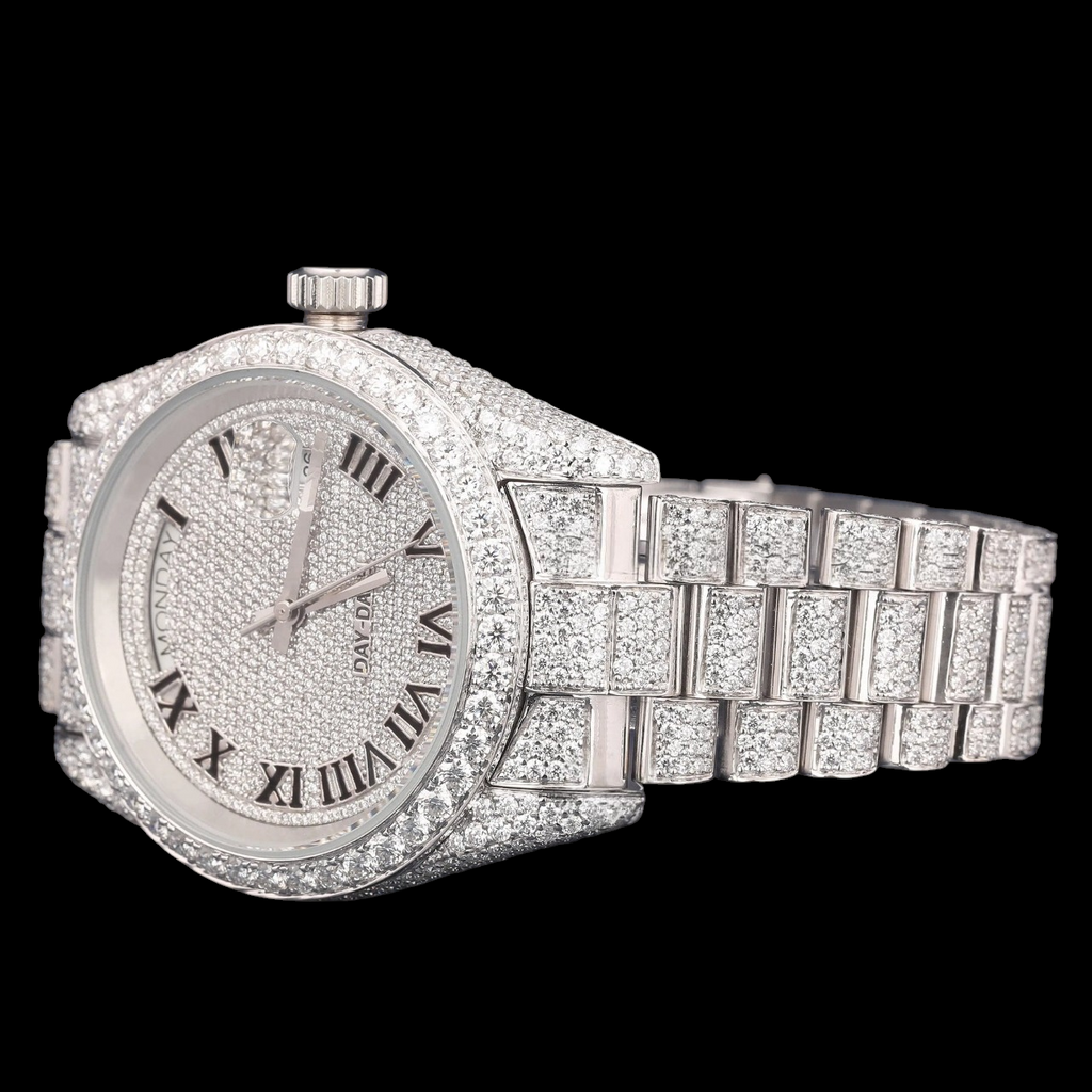 VVS1 D Color Moissanite Day Date Automatic Diamond Watch