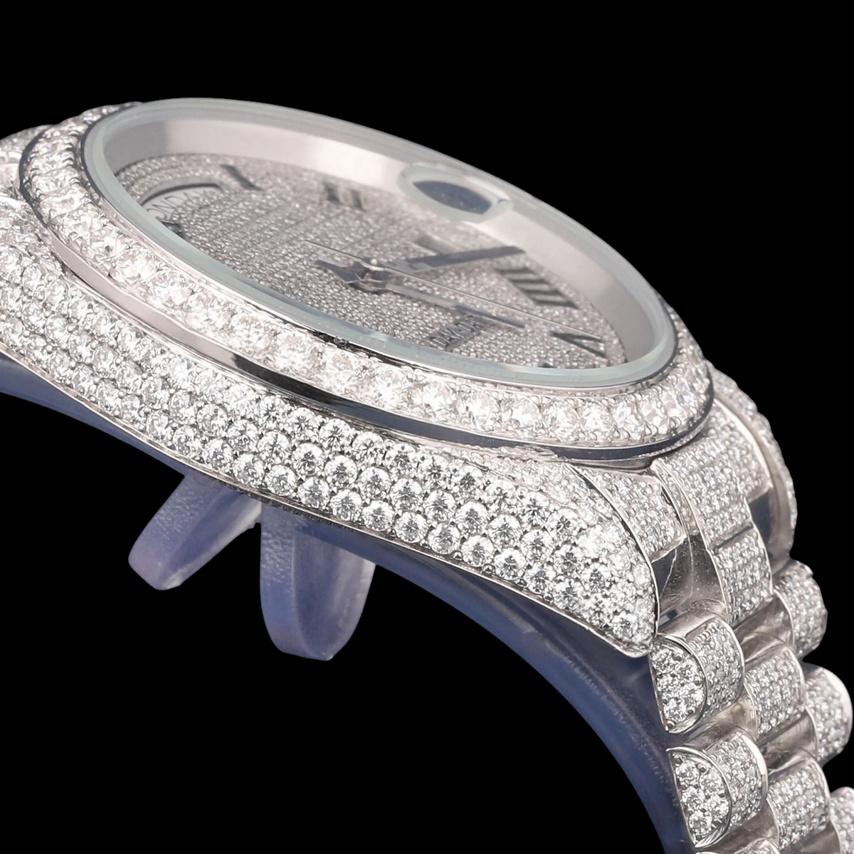 VVS1 D Color Moissanite Day Date Automatic Diamond Watch