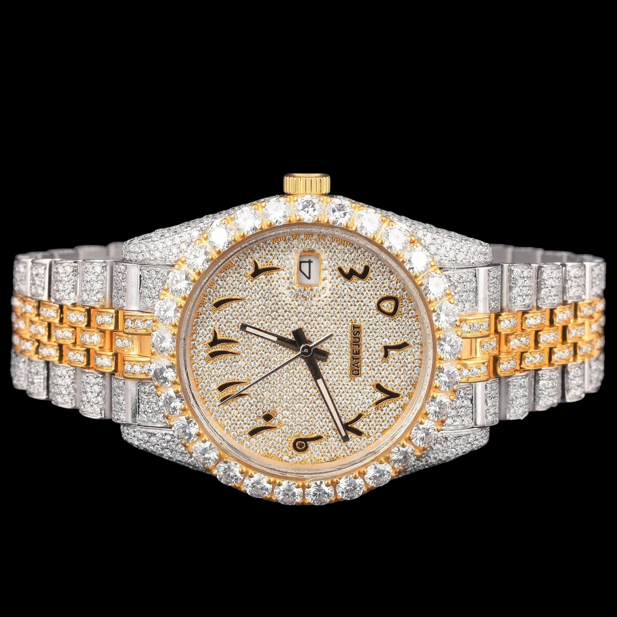 VVS1 D Color Moissanite Two Tone Diamond Automatic Watch
