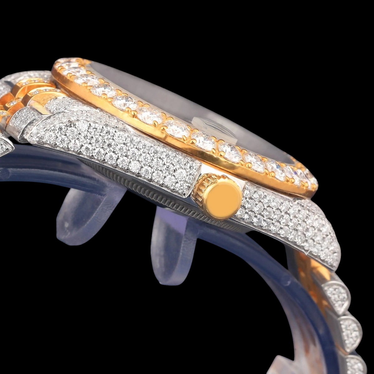 VVS1 D Color Moissanite Two Tone Diamond Automatic Watch