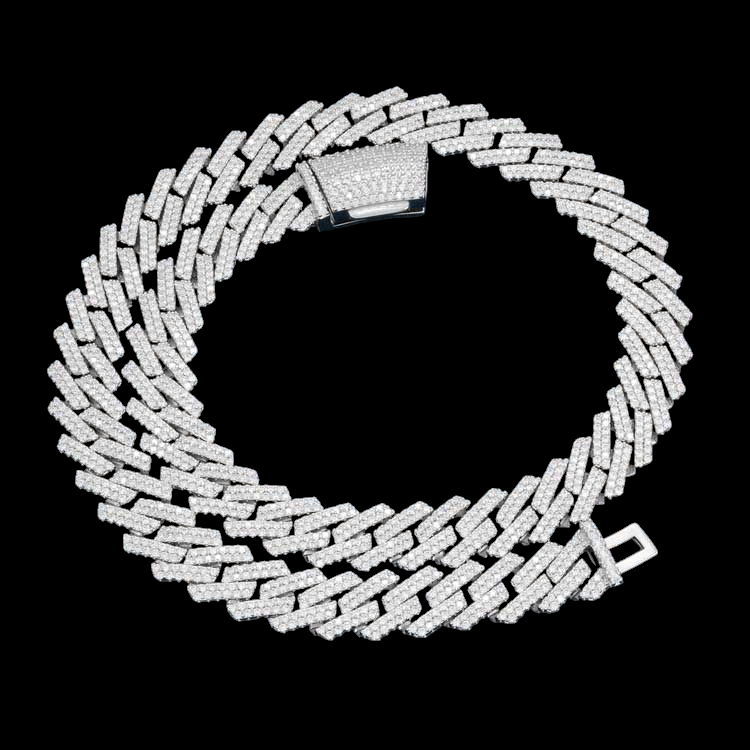 2 Cuban Link VVS Moissanite Chain Hip Hop 925 Sterling Silver