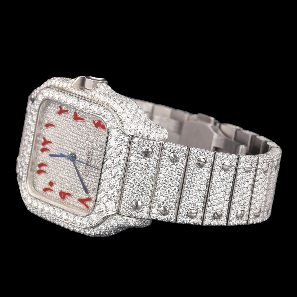 Arabic Dial VVS1 D Color Moissanite Diamond Square Automatic Watch