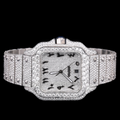 Round Brilliant Black Roman Square Moissanite Watch