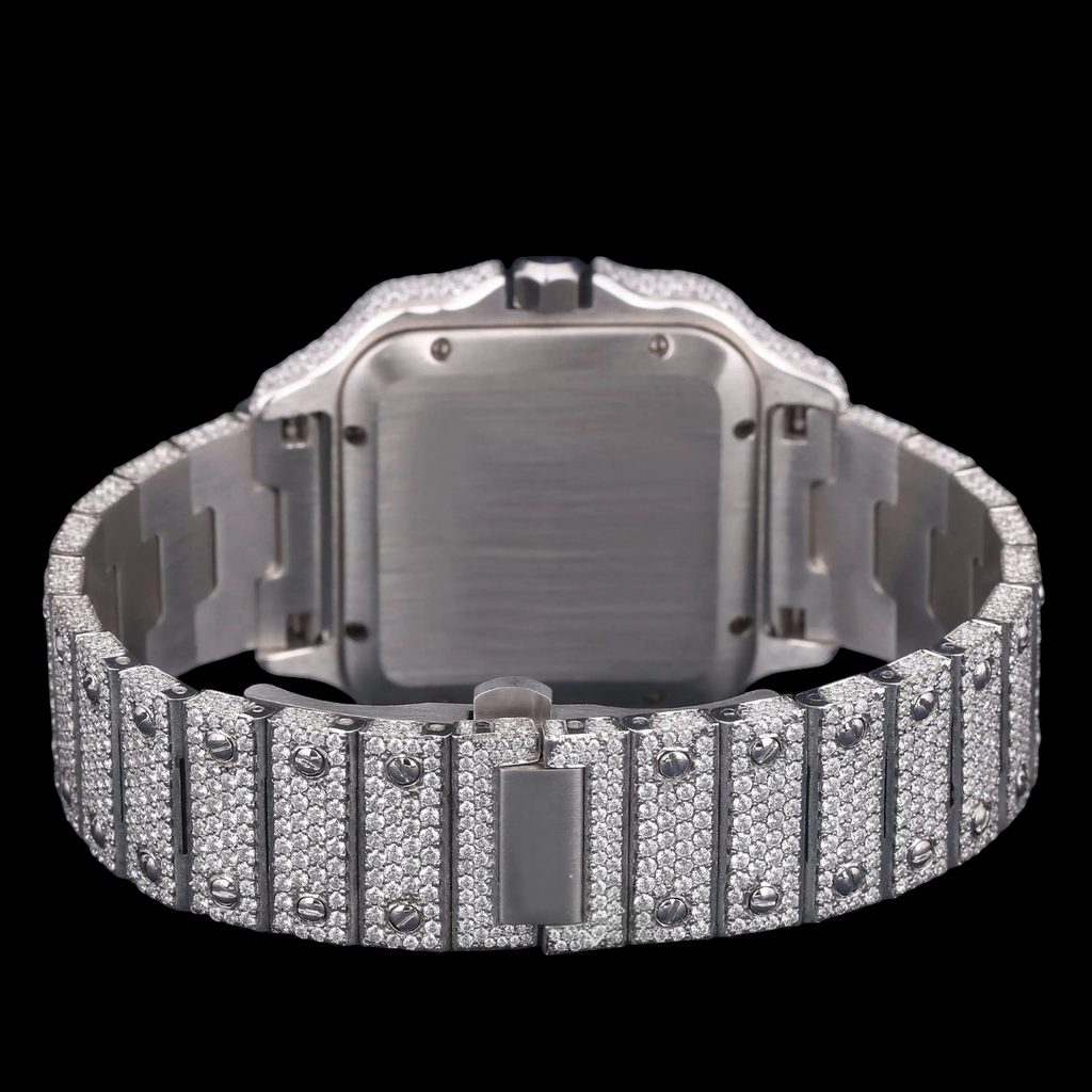 Round Brilliant Black Roman Square Moissanite Watch