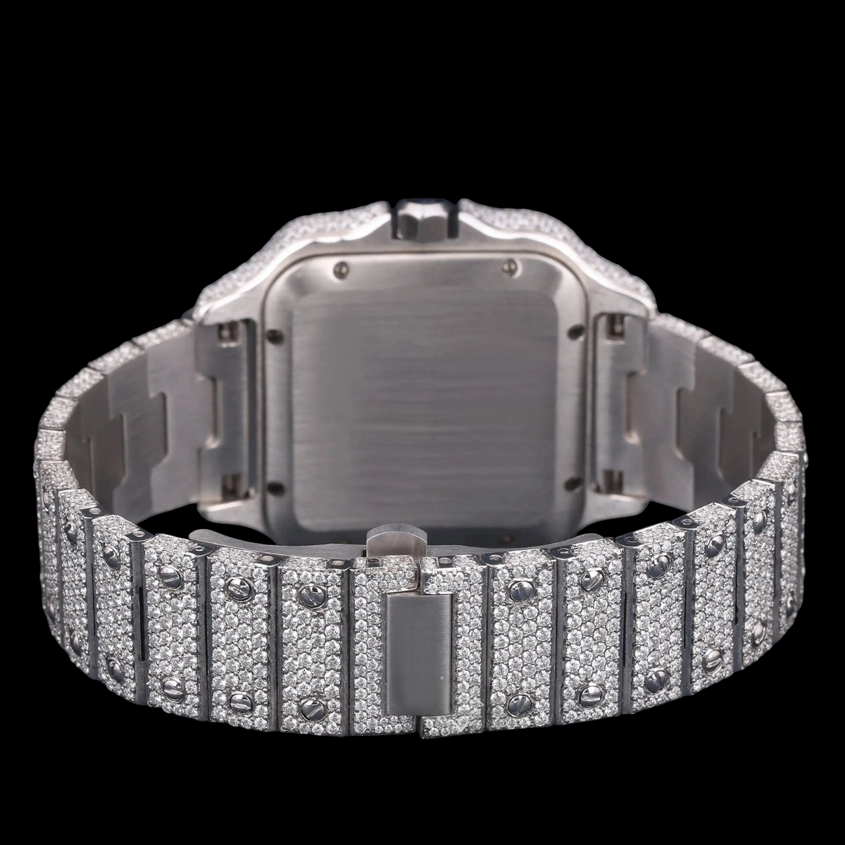 Round Brilliant Black Roman Square Moissanite Watch