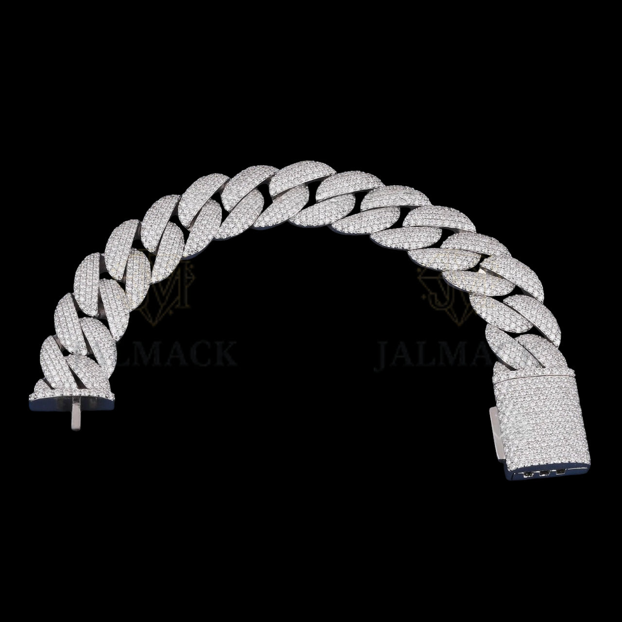 Silver Domed-Link Moissanite Cuban Bracelet VVS1 Fully Iced Out