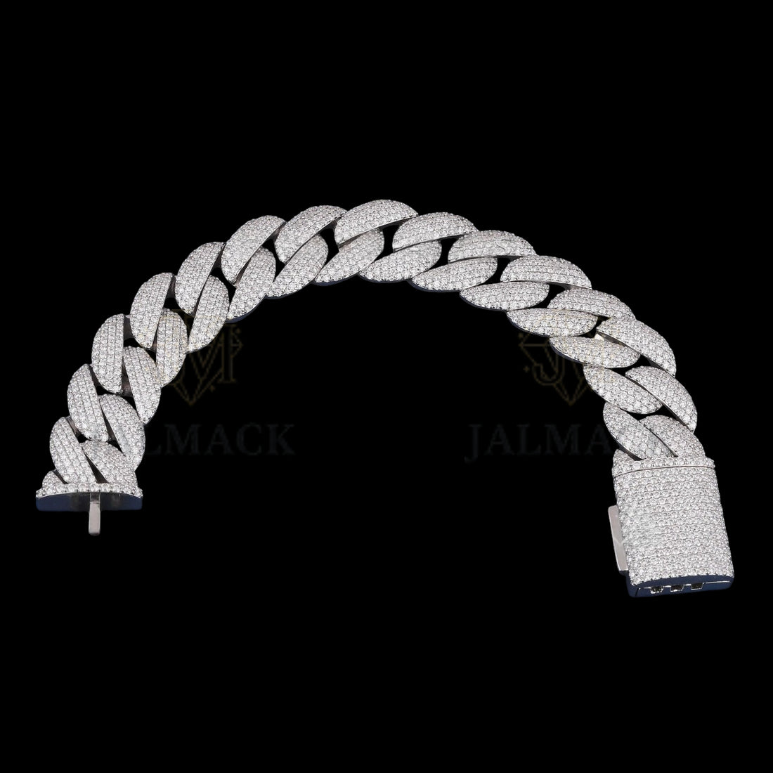 Silver Domed-Link Moissanite Cuban Bracelet VVS1 Fully Iced Out