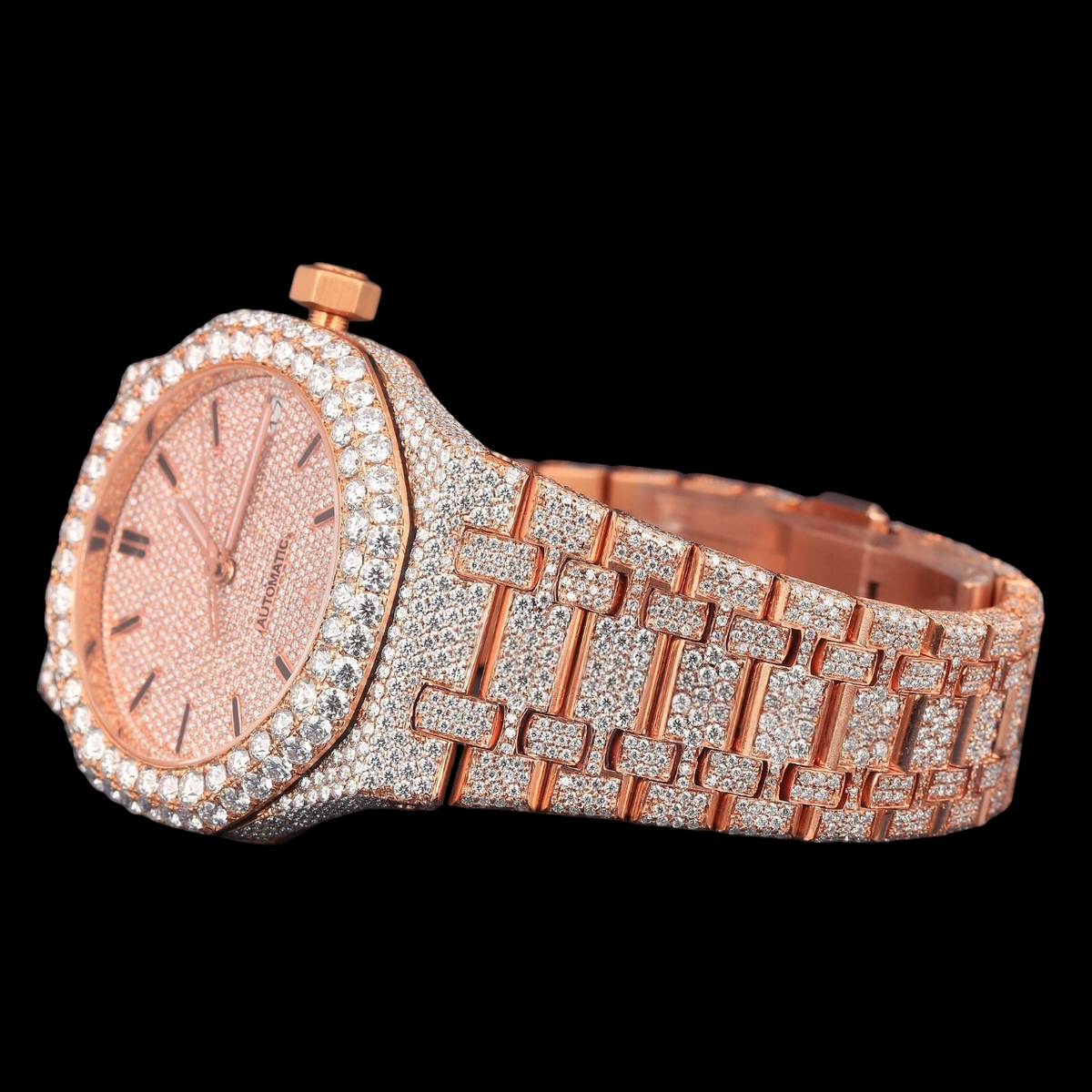 Rose Gold Moissanite Diamond Watch