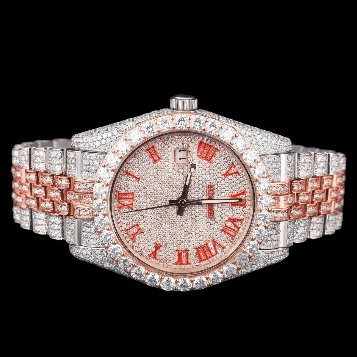 Red Roman Two Tone Moissanite Watch