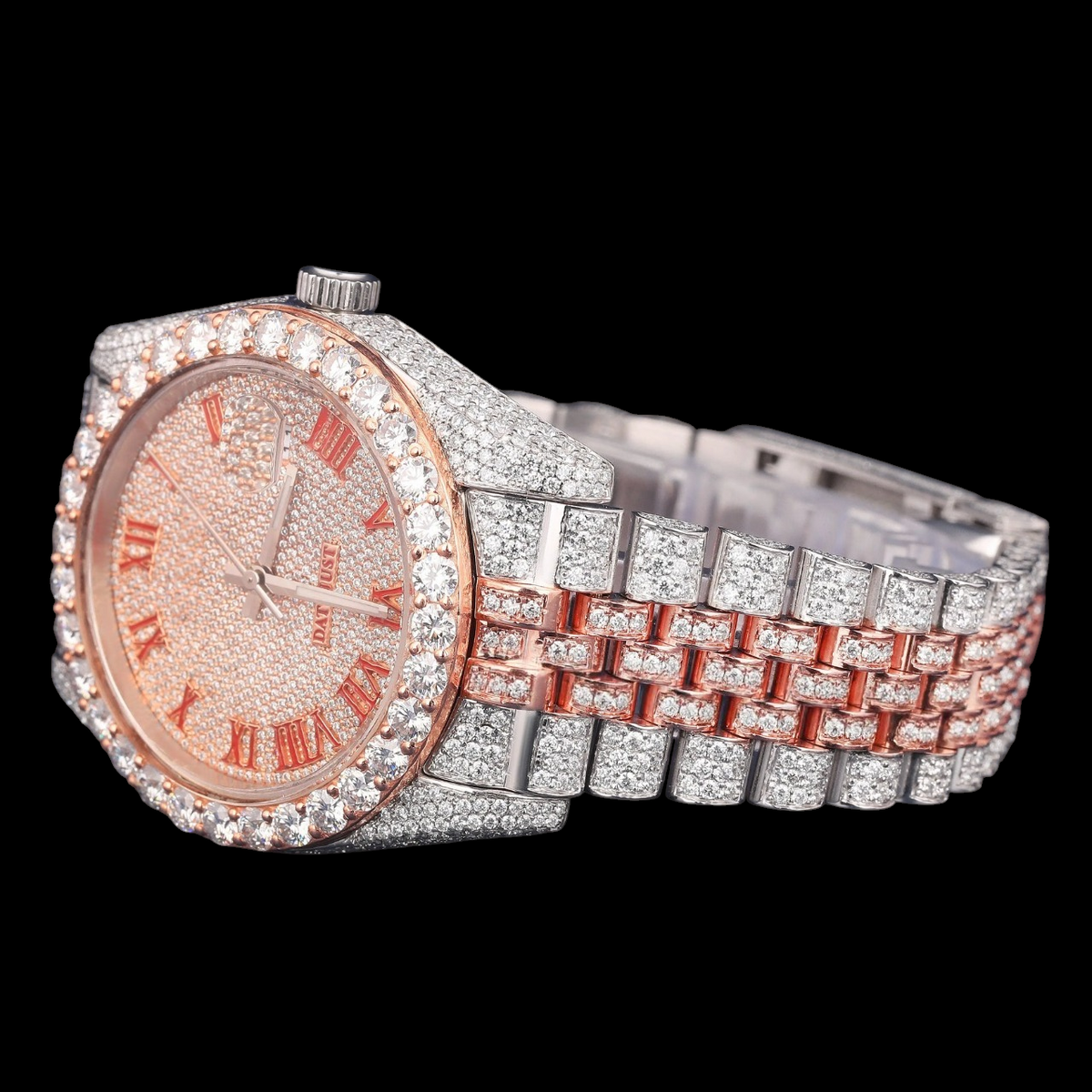 Red Roman Two Tone Moissanite Watch