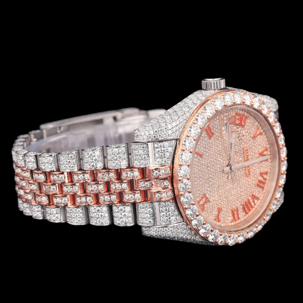 Red Roman Two Tone Moissanite Watch