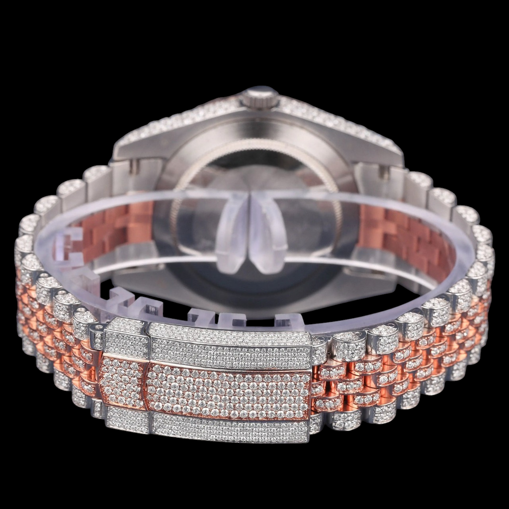 Red Roman Two Tone Moissanite Watch