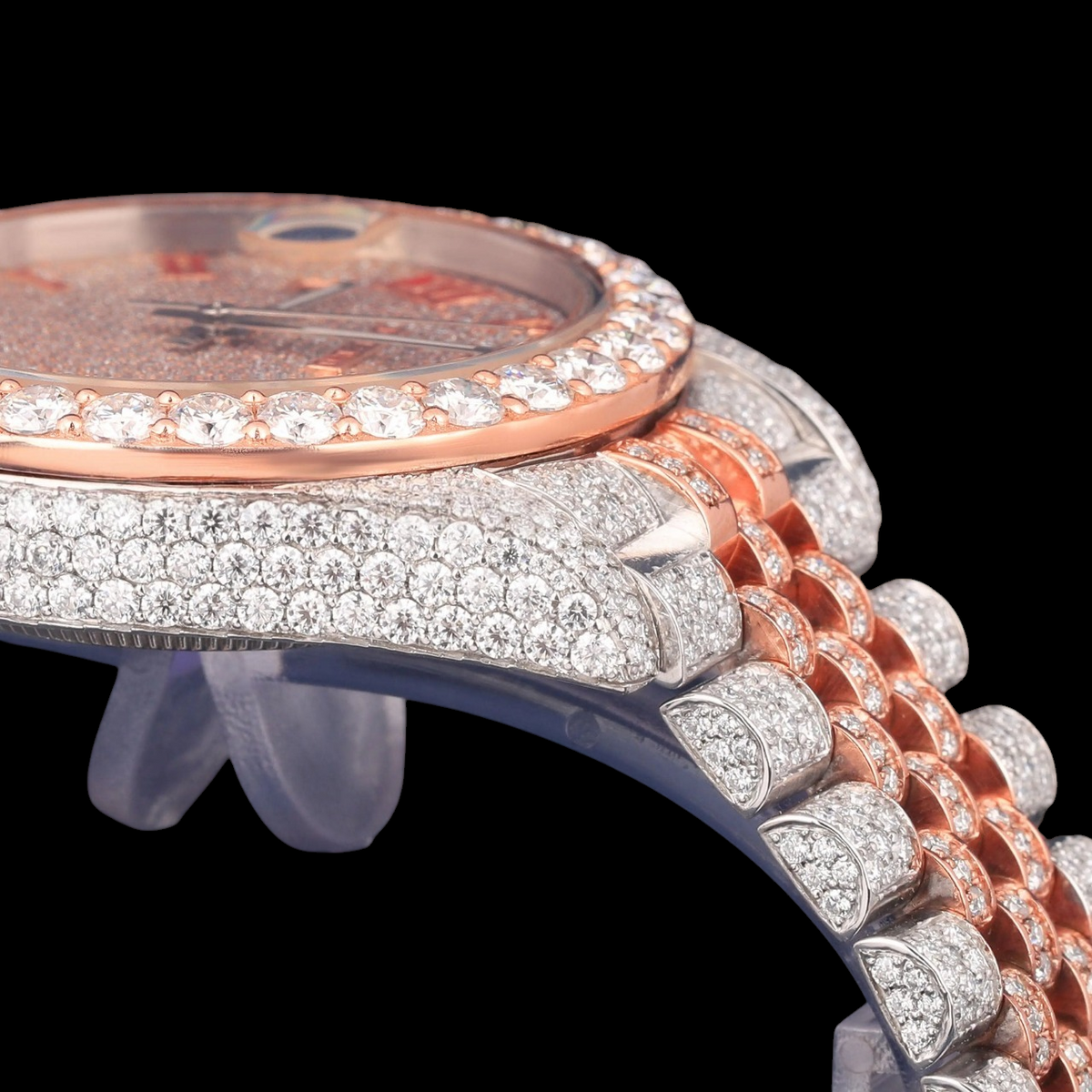 Red Roman Two Tone Moissanite Watch