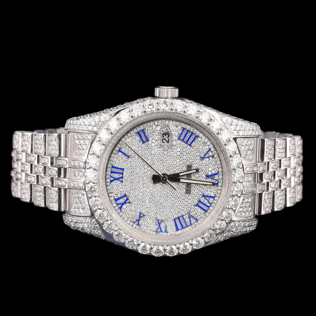 Blue Roman Moissanite Diamond Watch