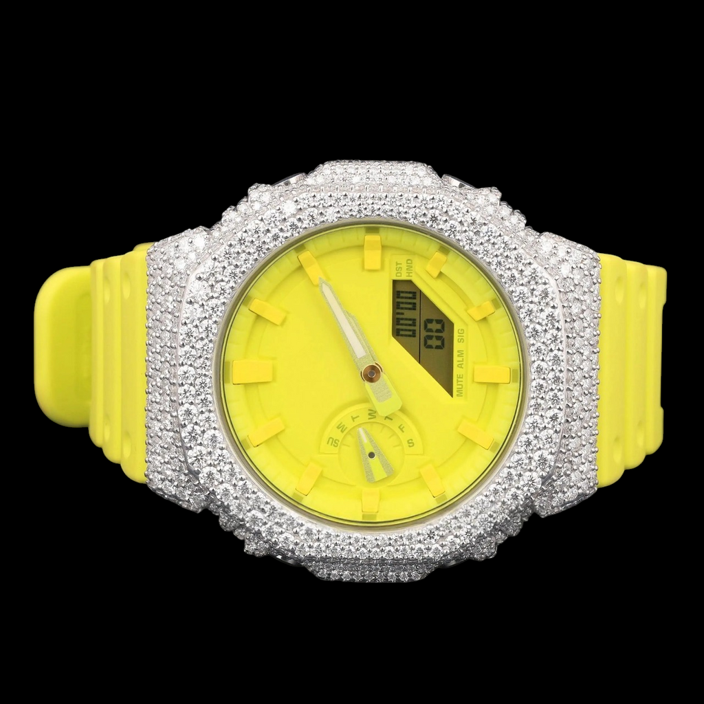 Yellow Ice G-Shock VVS Moissanite Luxury Watch