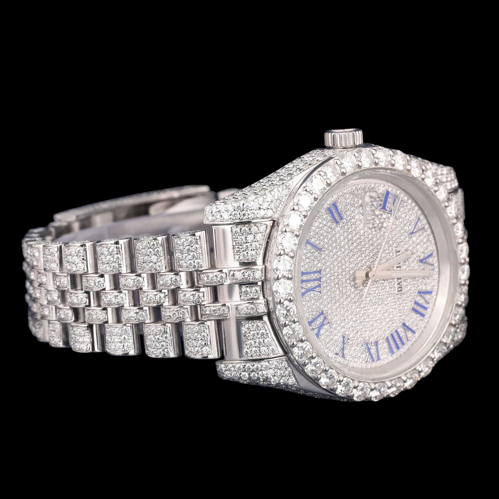Blue Roman Moissanite Diamond Watch