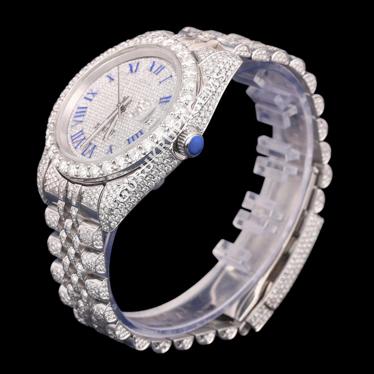 Blue Roman Moissanite Diamond Watch