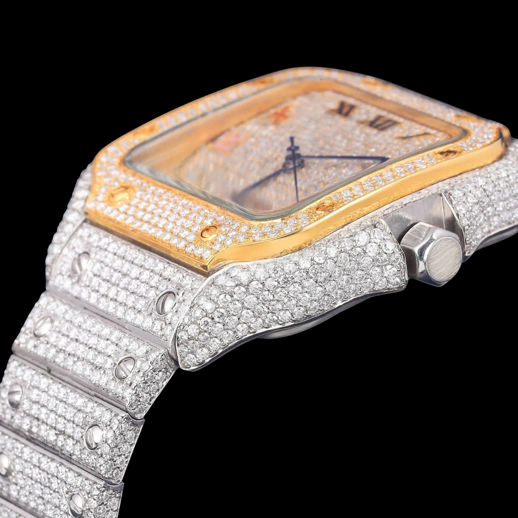 Rainbow Roman Letter Moissanite Square Automatic Watch
