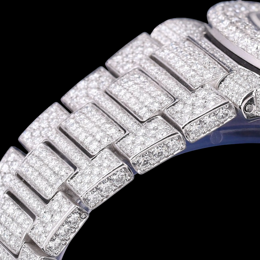 Silver Baguette Marker Moissanite Automatic Watch