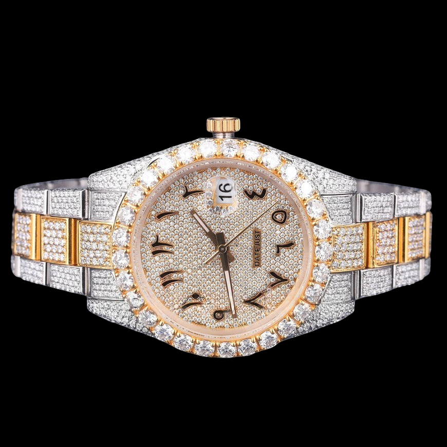 Gold Arabic Letter Moissanite Diamond Marker Automatic Watch
