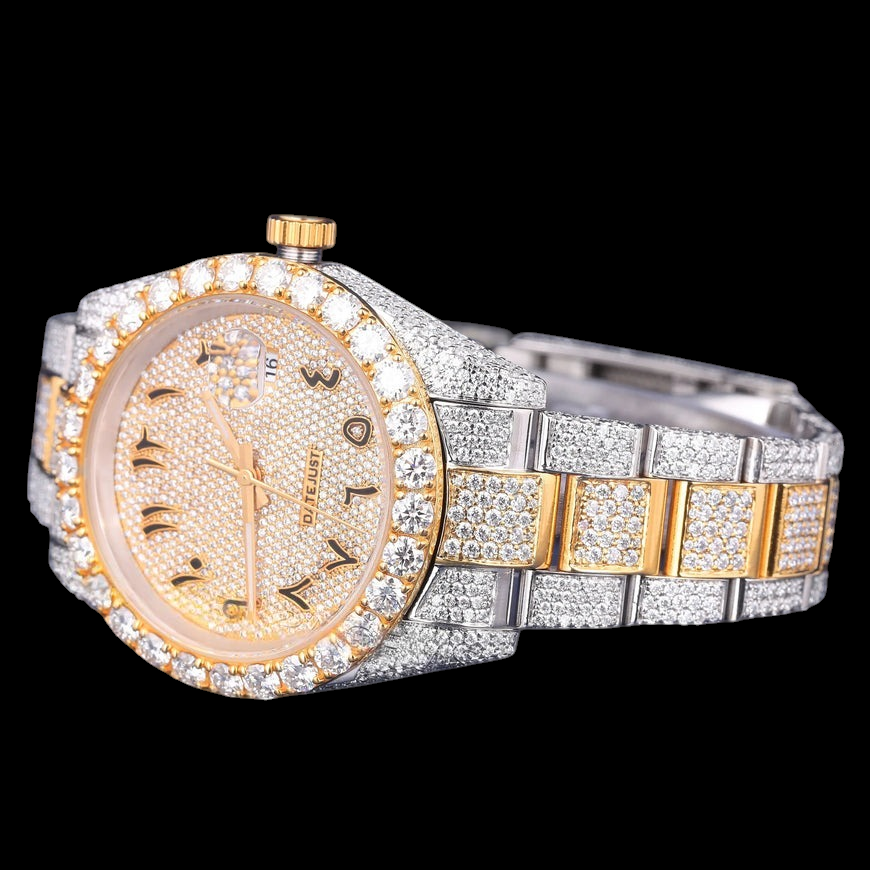 Gold Arabic Letter Moissanite Diamond Marker Automatic Watch