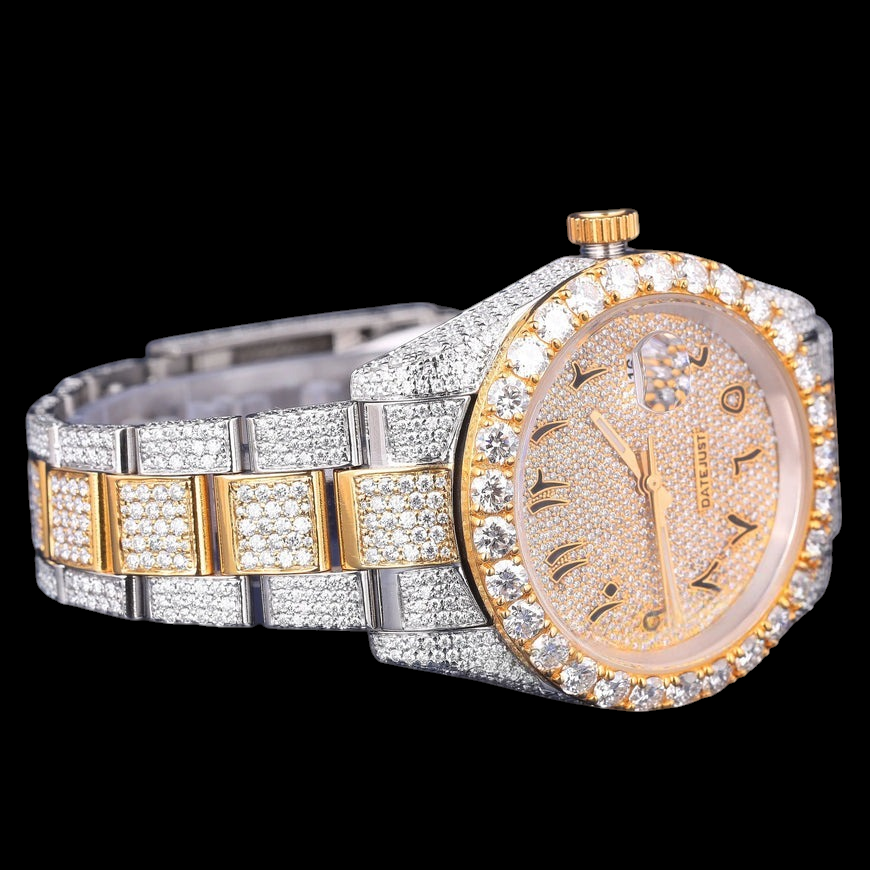 Gold Arabic Letter Moissanite Diamond Marker Automatic Watch