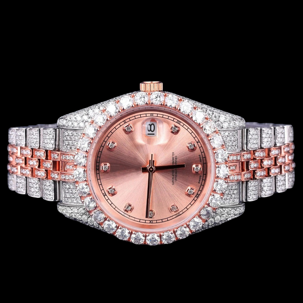 Rose Gold Moissanite Automatic Watch