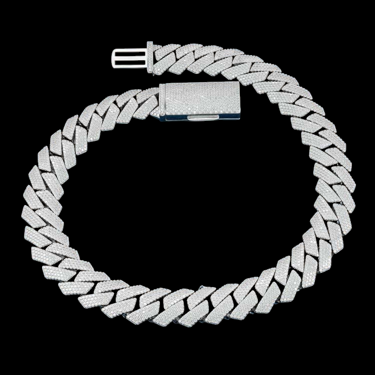 20MM Fully Iced Pave Cuban Link VVS1 D Color Moissanite Chain 925 Sterling Silver