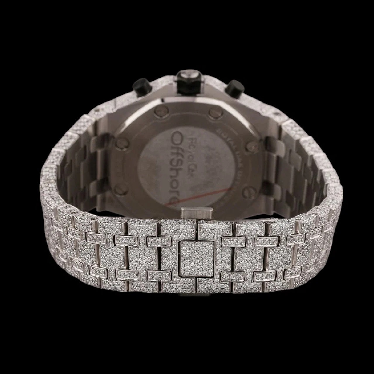 Silver Dial Round-Cut Moissanite Chronograph Watch
