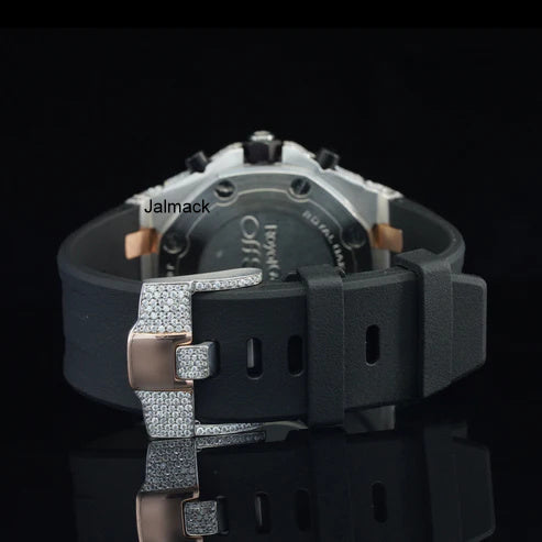 Luxury Fully Iced Chronograph Moissanite Watch with Brown Dial