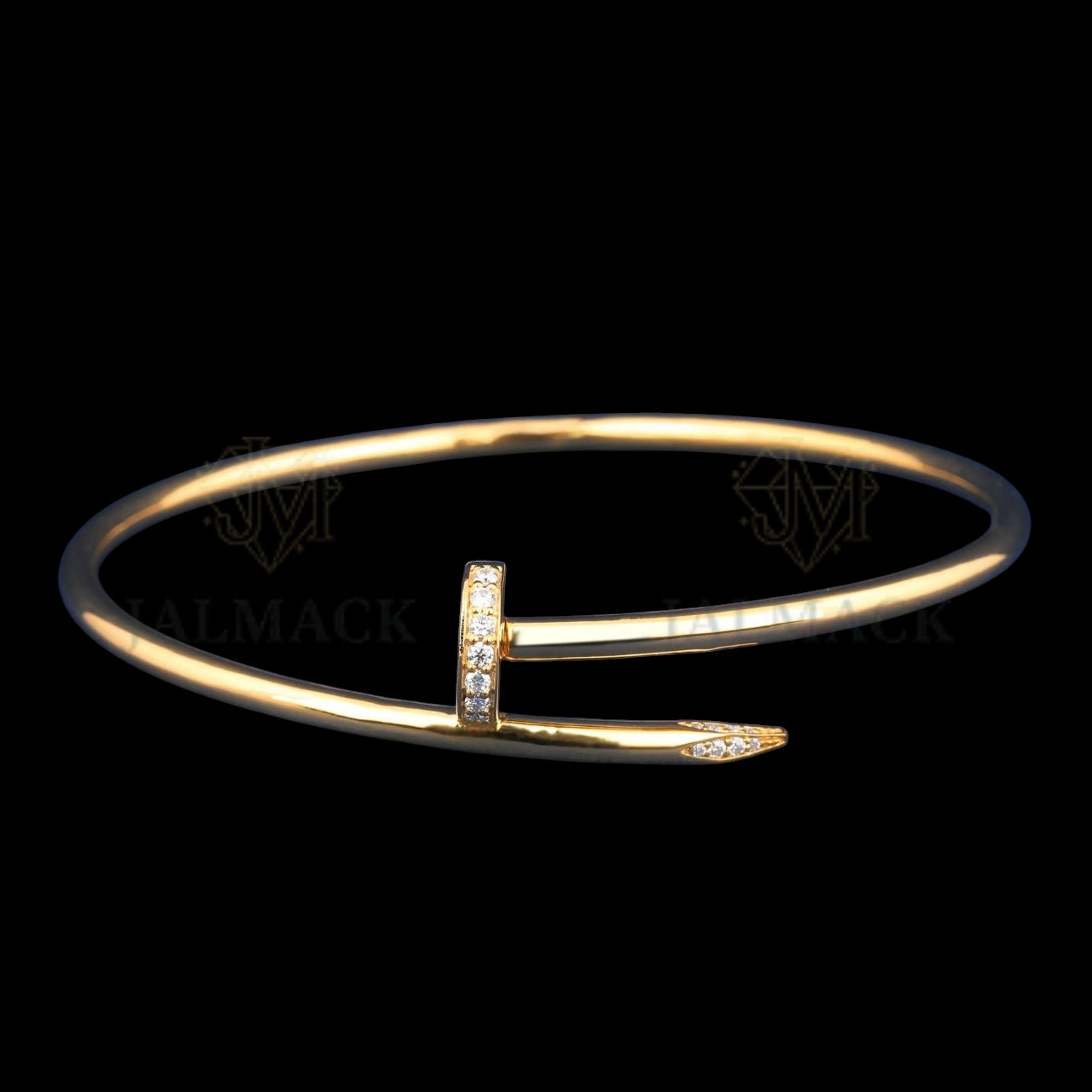 Yellow Gold Nail Moissanite Bangle Bracelet VVS1 D Color