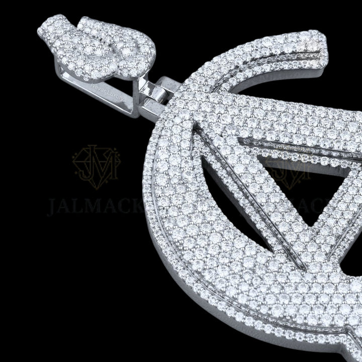 CA Monogram Moissanite Pendant with Praying Hands Bail Fully Iced Out