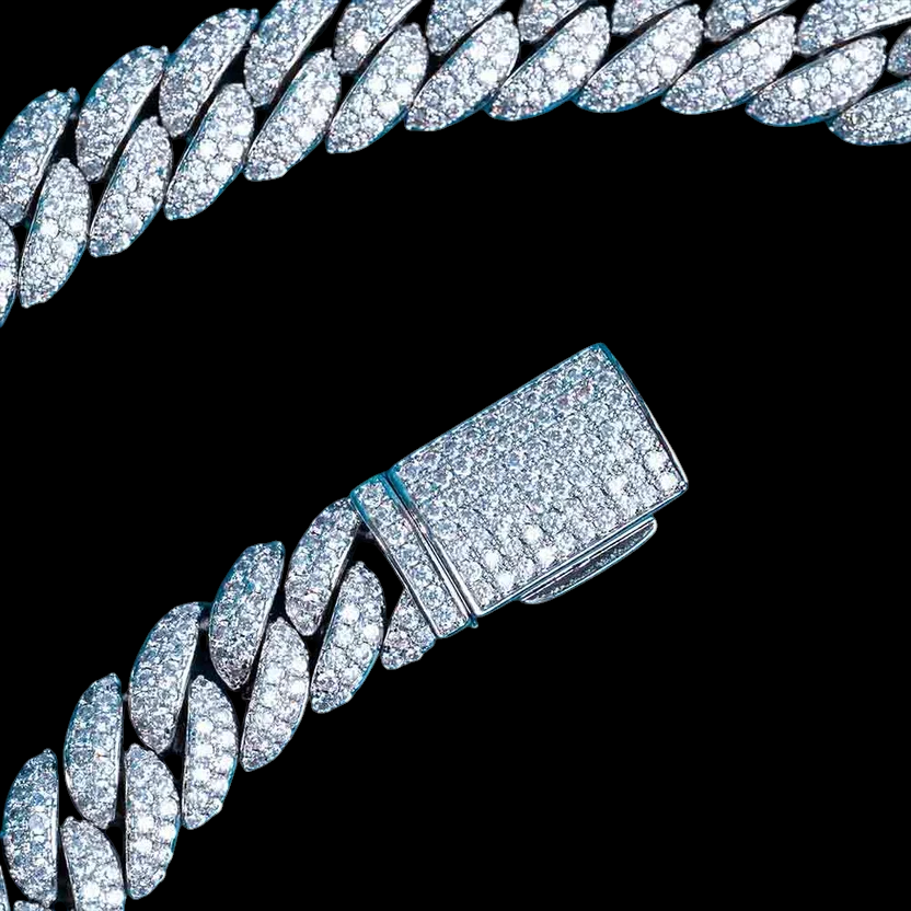 10MM Fully Iced Cuban Link VVS1 D Color Moissanite Chain 925 Sterling Silver