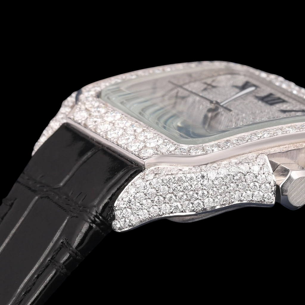 Square Roman Dial VVS1 D Color Moissanite Diamond Automatic Watch