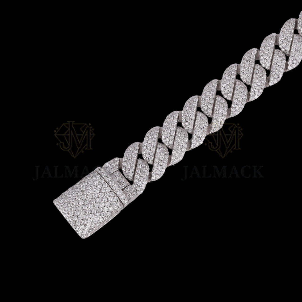 Silver Fully Iced Moissanite Miami Cuban Bracelet VVS1 D Color