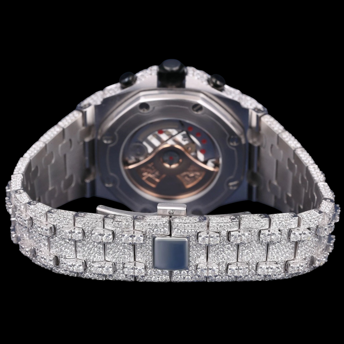 Luxury Silver Chronograph Moissanite Watch