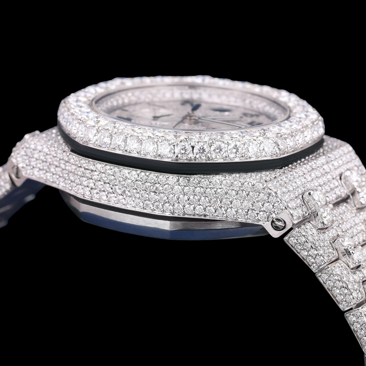 Luxury Silver Chronograph Moissanite Watch