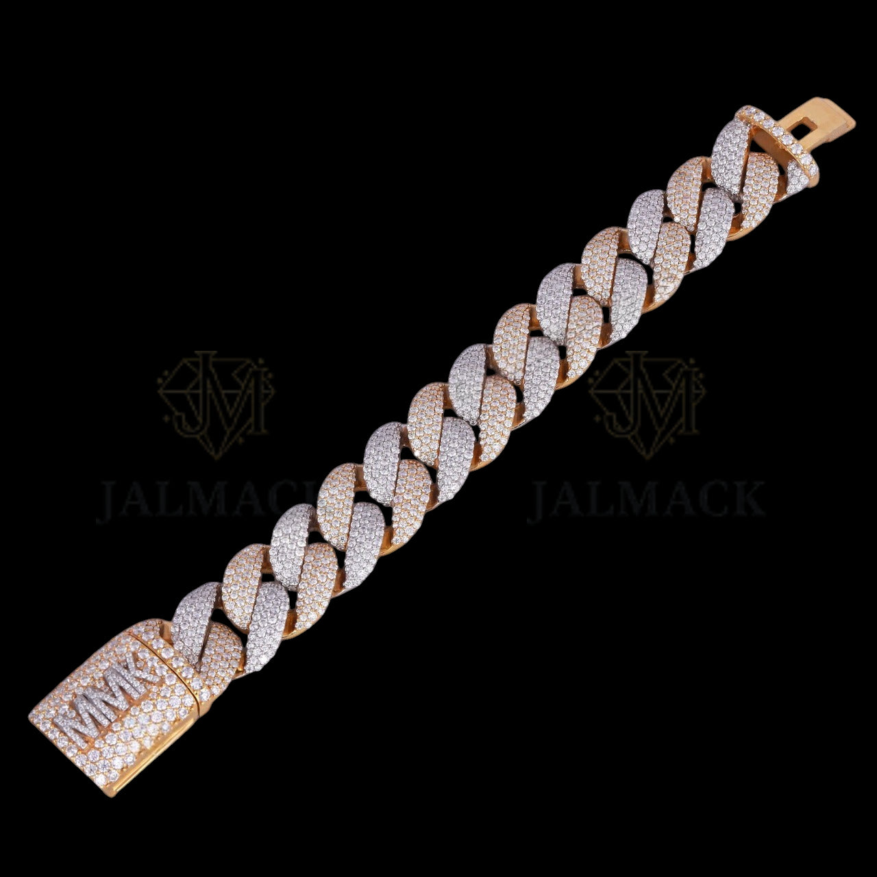 Silver Baguette Moissanite Geometric Link Bracelet VVS1 Fully Iced Out