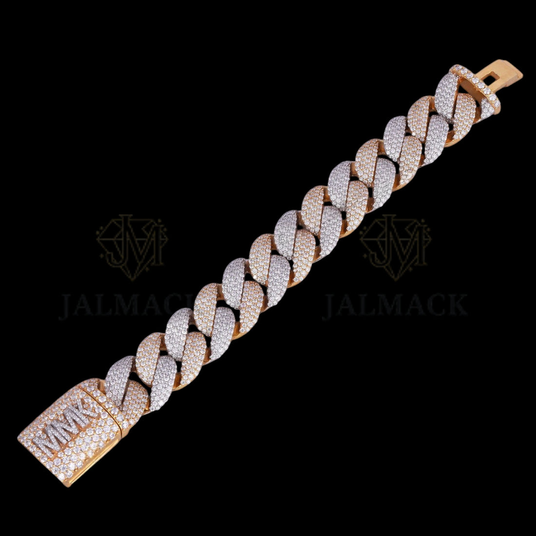 Silver Baguette Moissanite Geometric Link Bracelet VVS1 Fully Iced Out