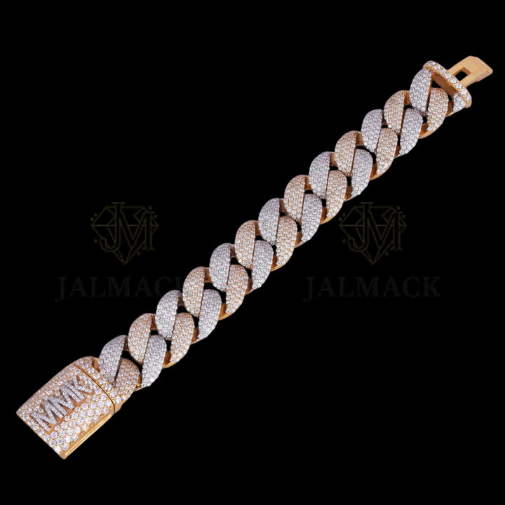 Silver Baguette Moissanite Geometric Link Bracelet VVS1 Fully Iced Out