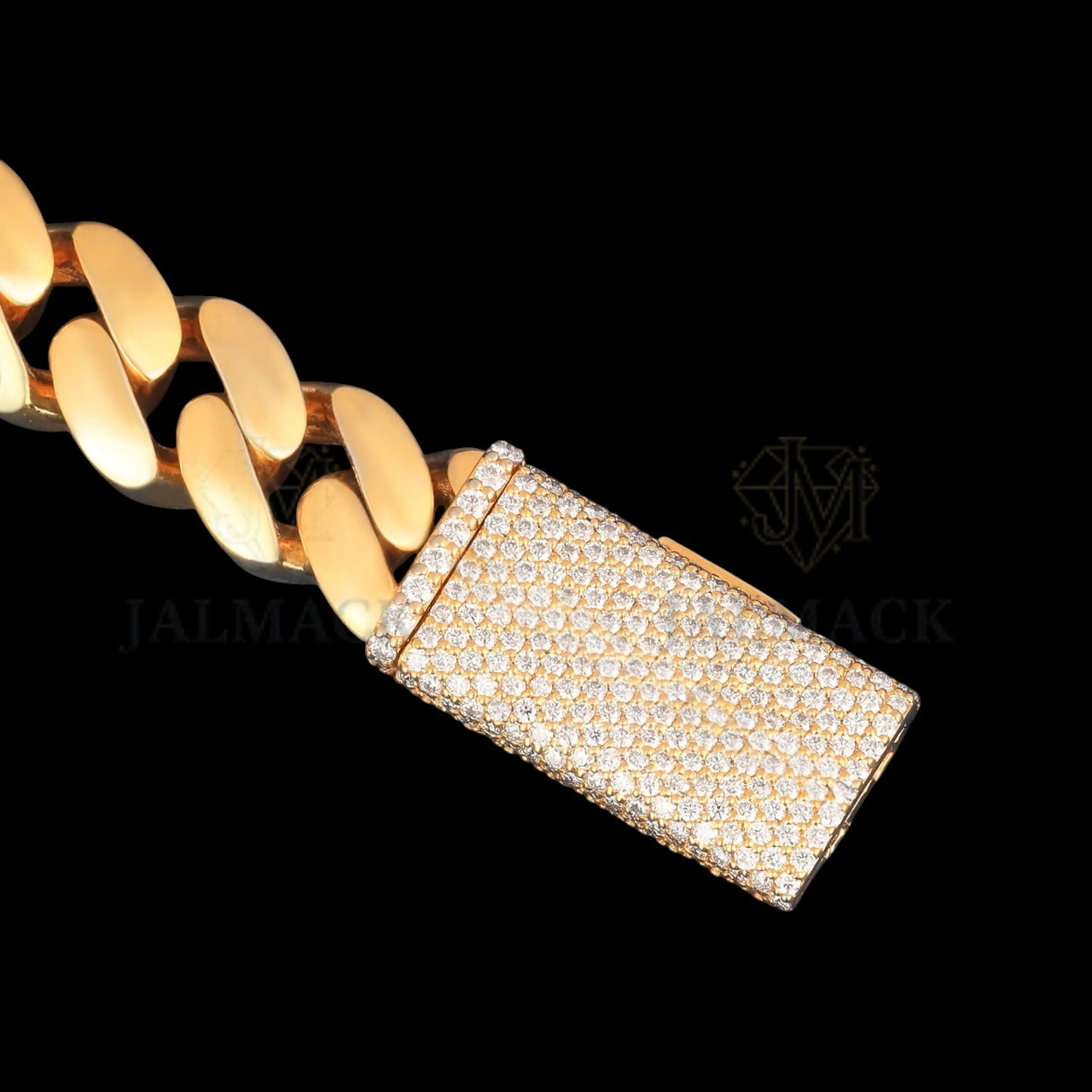 Yellow Gold Miami Cuban Bracelet with Iced Moissanite Box Clasp