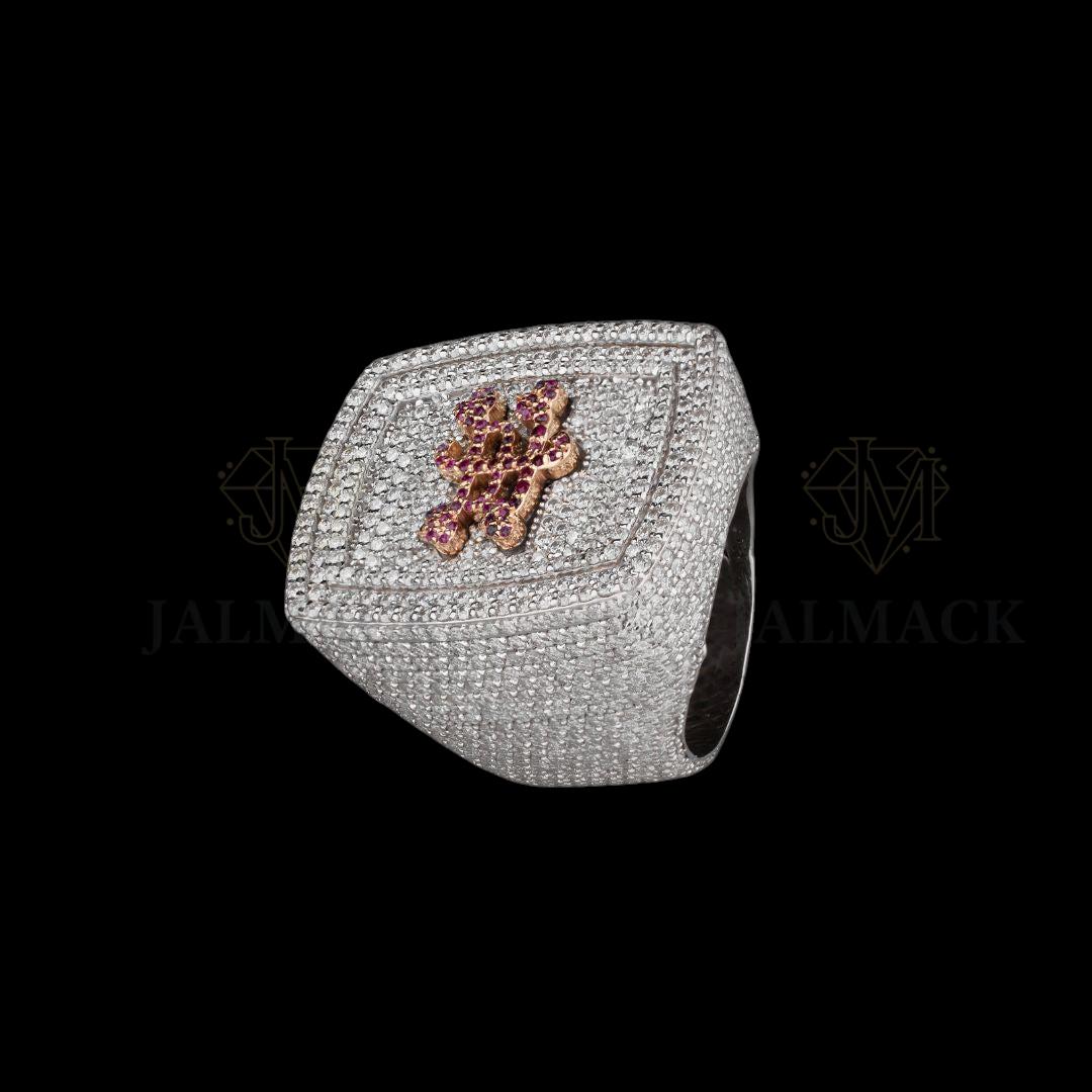 Custom Pink Logo Moissanite Championship Ring Fully Iced Out