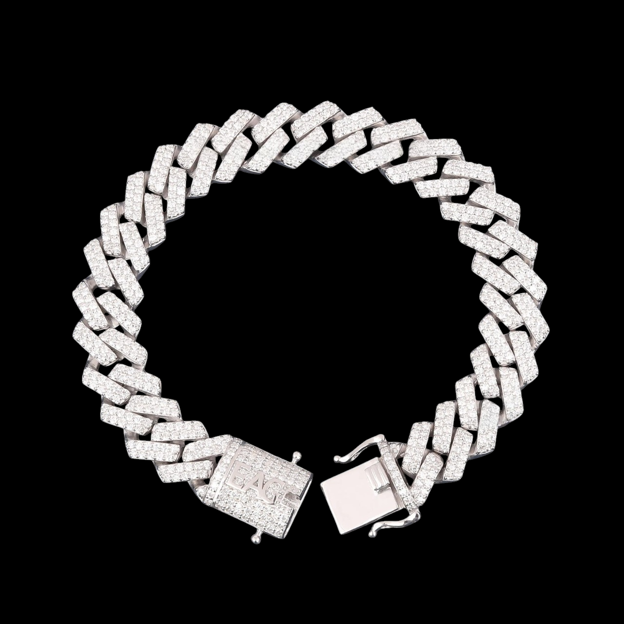 Silver Custom PEACE Moissanite Cuban Bracelet VVS1 Fully Iced Out