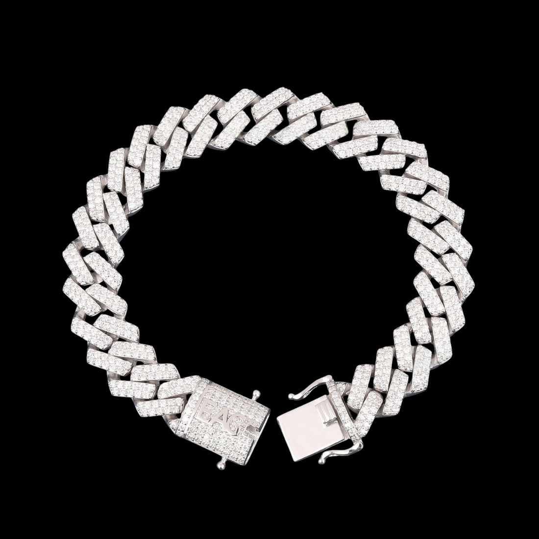 Silver Custom PEACE Moissanite Cuban Bracelet VVS1 Fully Iced Out