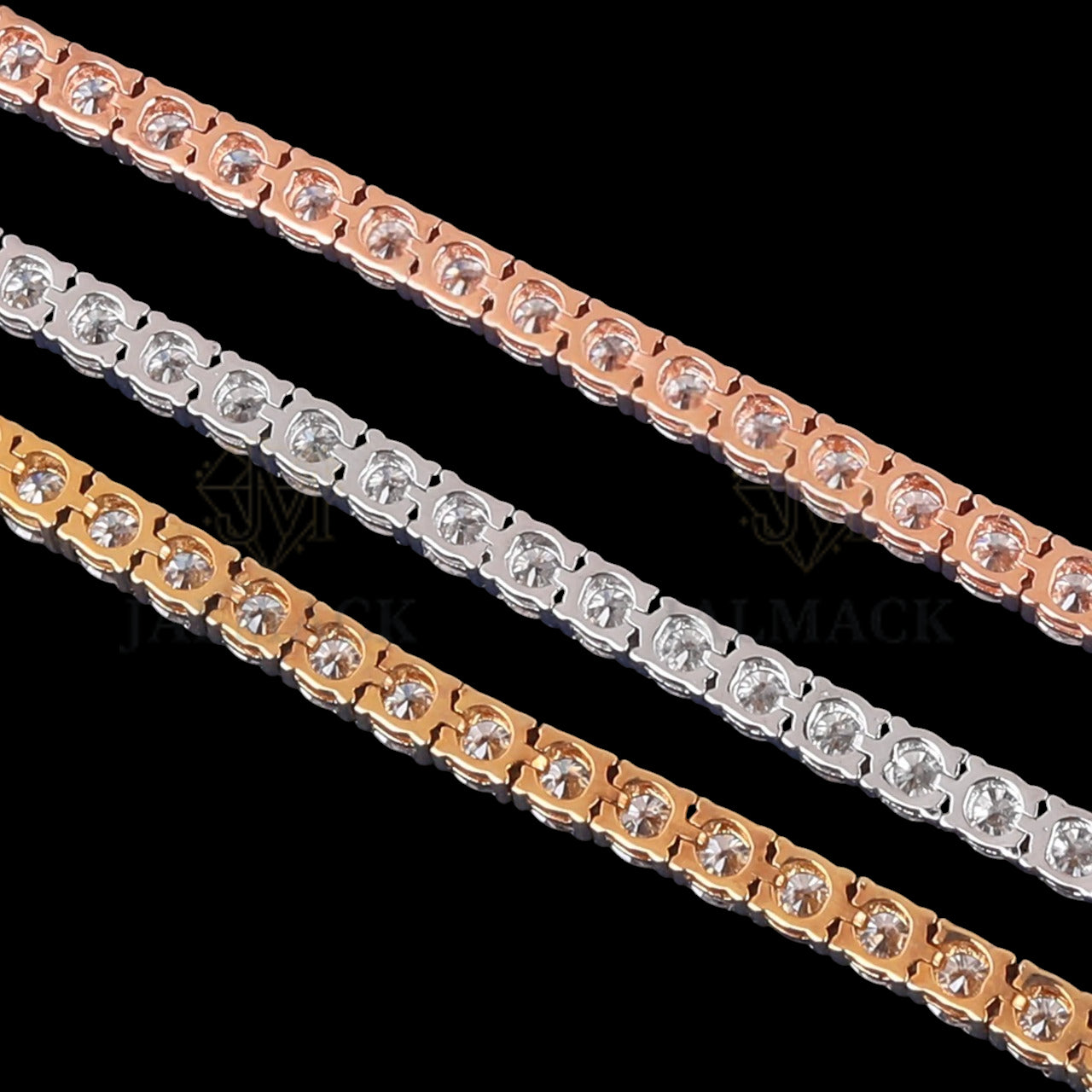 Three-Tone Moissanite Cuban Bracelet VVS1 D Color Iced Out