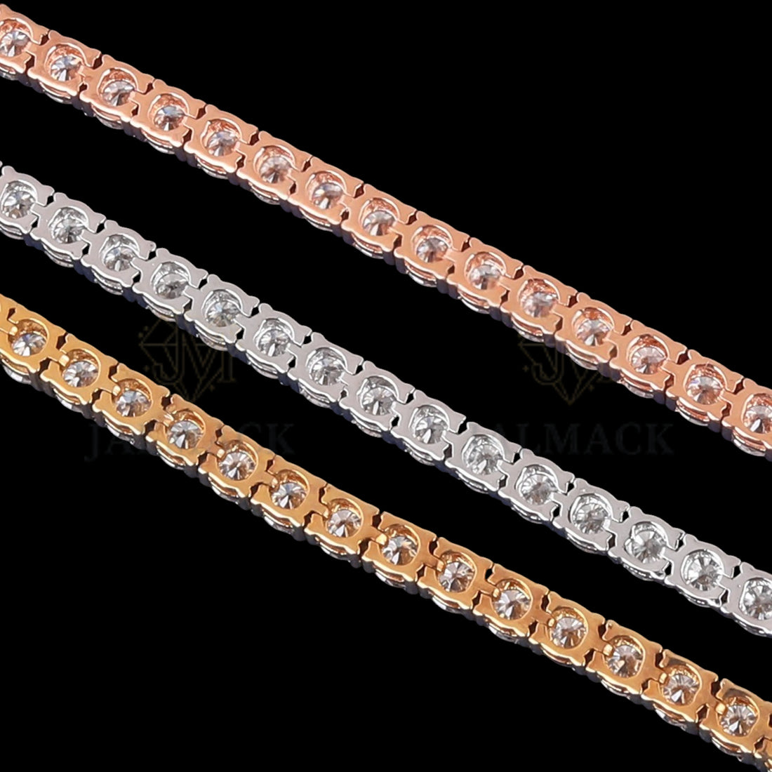 Three-Tone Moissanite Cuban Bracelet VVS1 D Color Iced Out