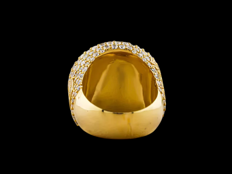 Personalized Yellow Gold Plated Moissanite Diamond - 925 Sterling Silver Hip Hop Custom Name Ring for Rapper