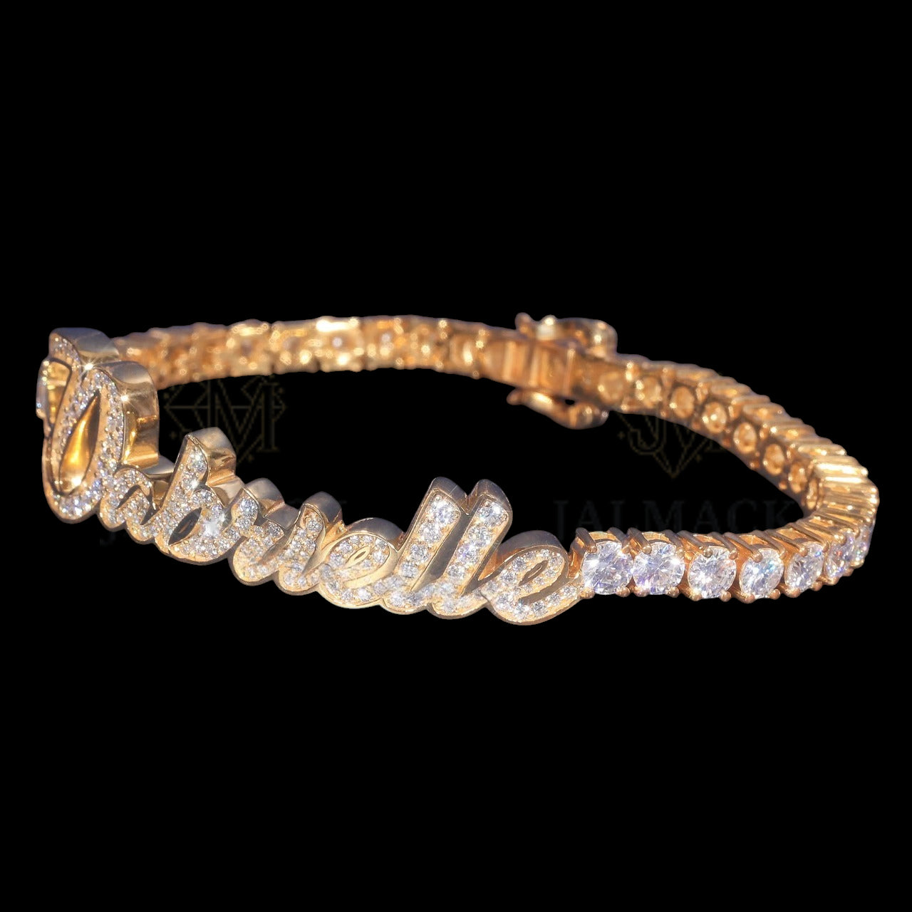 Personalized Danielle Name Moissanite Tennis Bracelet VVS1 D Color Gold