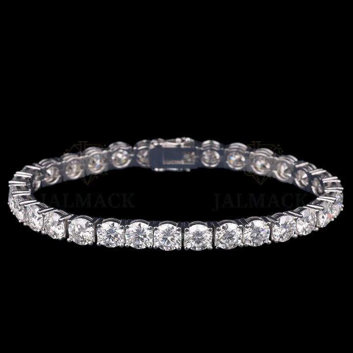 Silver 6MM Round Cut Moissanite Tennis Bracelet VVS1 D Color