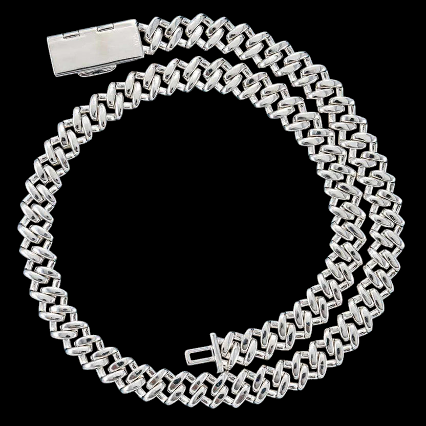 12MM Fully Iced Pave Cuban Link VVS1 D Color Moissanite Chain 925 Sterling Silver